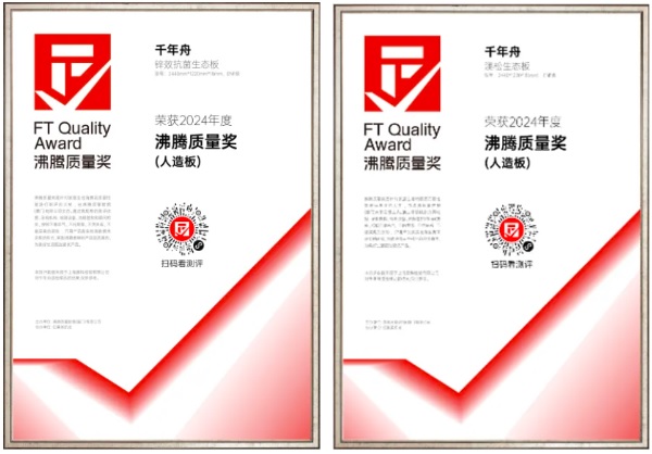 Bwin必赢喜报!千年舟人造板荣获2024年沸腾质量奖