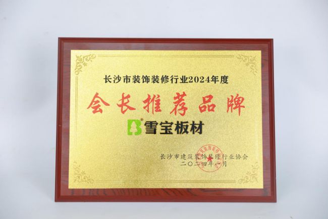 热烈祝贺雪宝板材荣获“装饰装修行业必赢国际2024年度会长推荐品牌”(图3)